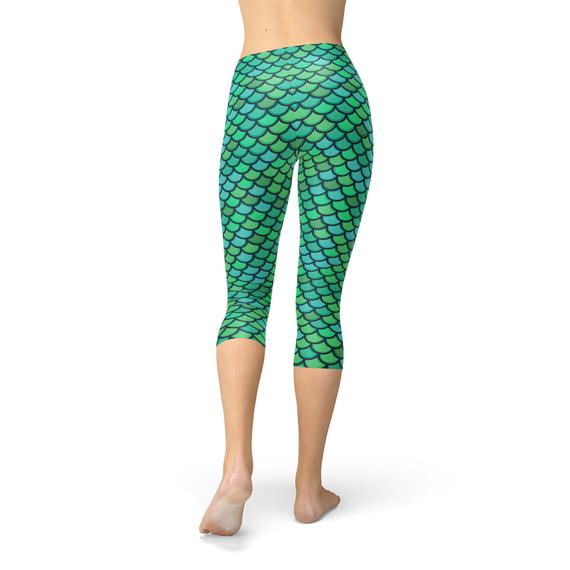 Women's Green Mermaid Capri Leggings Raspberry Smoke Online Store