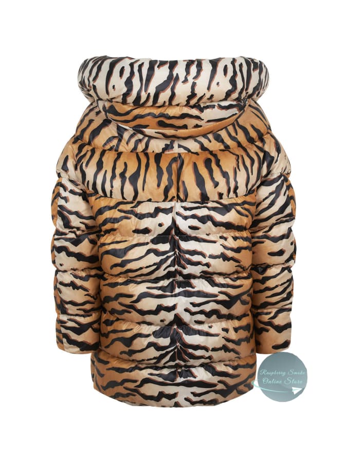 Women's Tiger Print Puffer Coat Raspberry Smoke Online Store